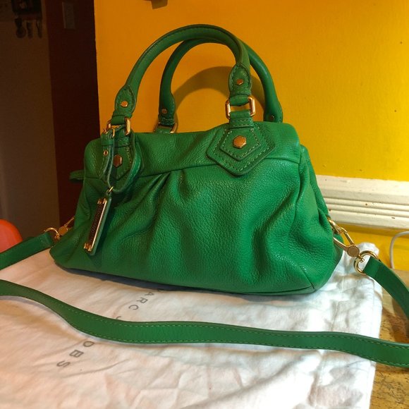 Marc Jacobs Classic Q- Baby Groovee Grass Green Leather Satchel - Picture 1 of 5